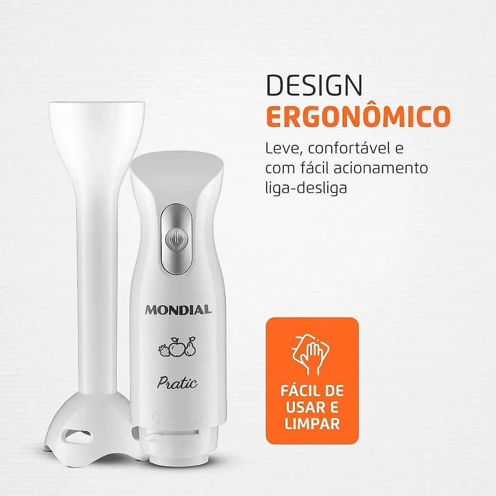 Mixer com Copo M-15-w 200W Branco com Lâmina em Aço Inox para Receitas Homogêneas 110V