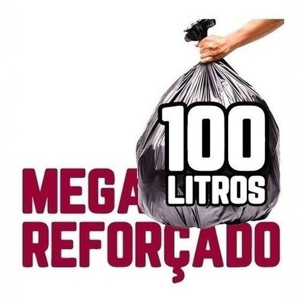 Saco de Lixo Mega Reforçado 100 Litros Preto Fardo com 100 Unidades Higipack