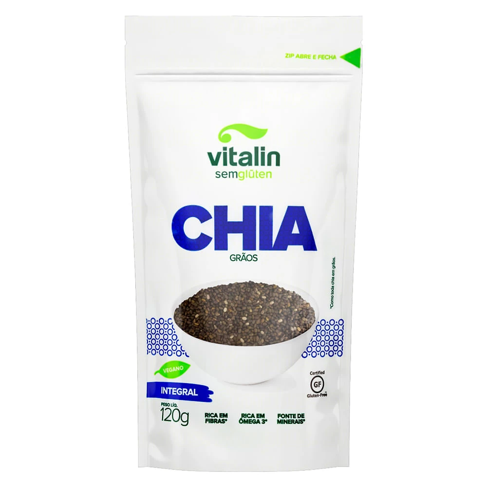 Chia em Grãos Integral Vitalin Sem Glúten 120g