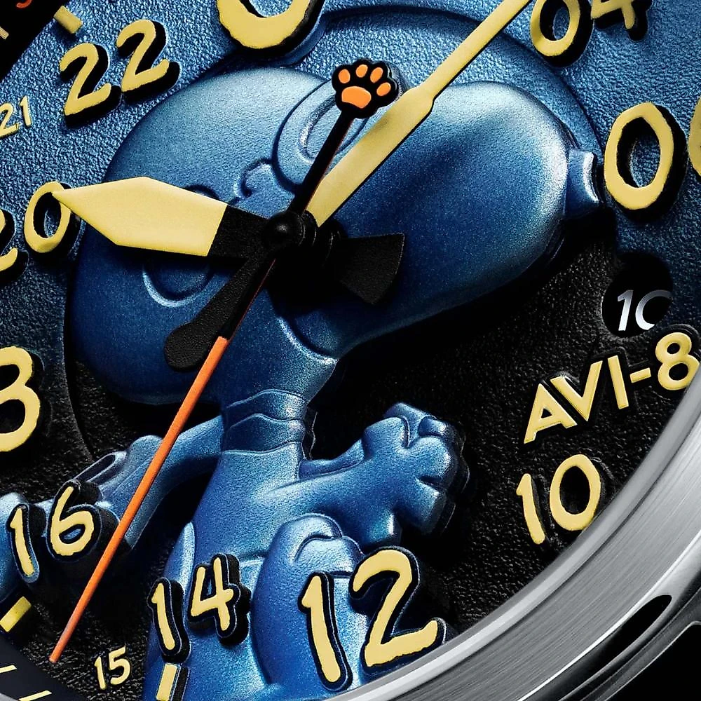 Relógio AVI-8 Spitfire Peanuts Snoopy Flying Ace Automatic Azure Blue AV-4150-03