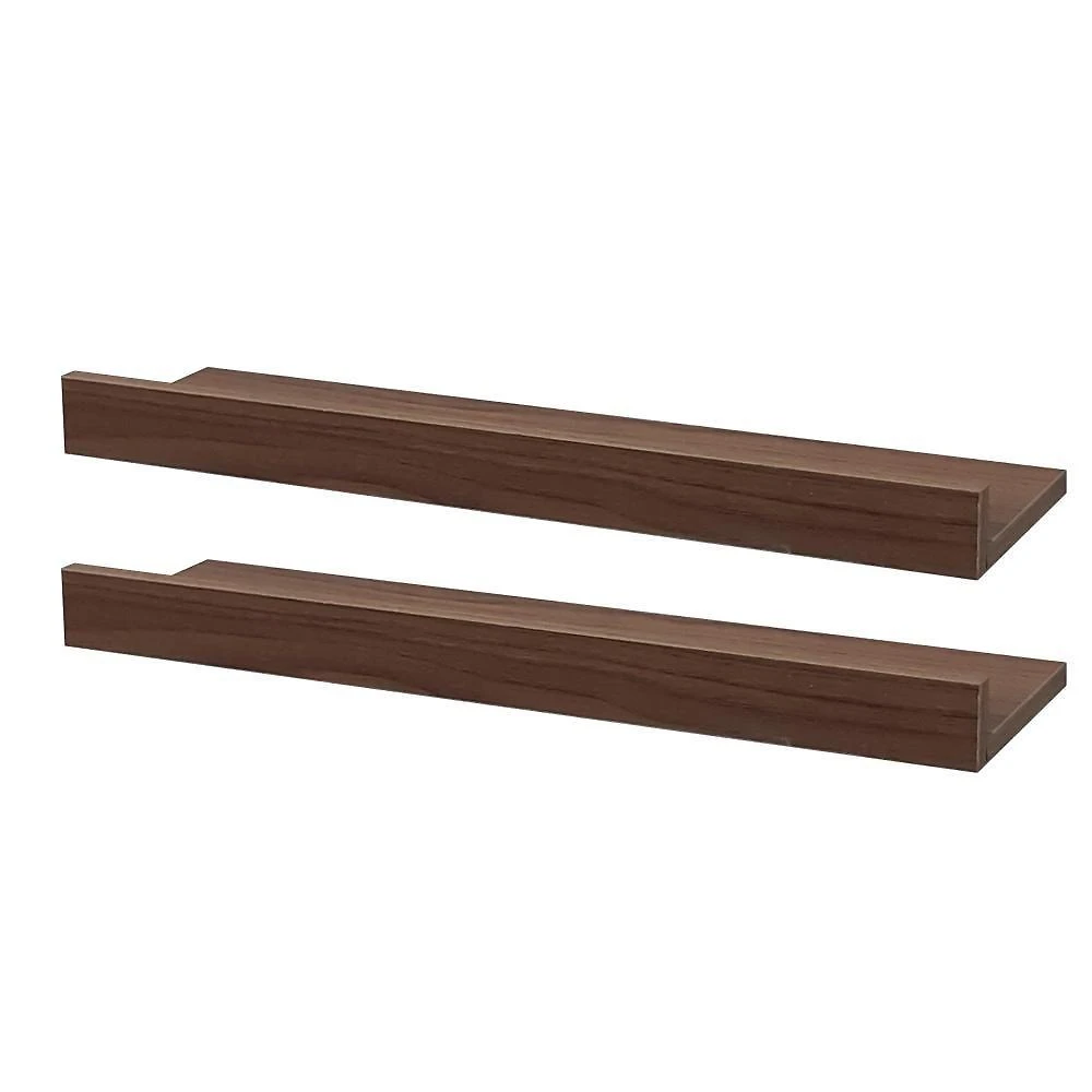 Prateleira Kit 2 Porta Quadros 30X15CM MDP Suporte Invisível Moderno Sala Marrom Mercado