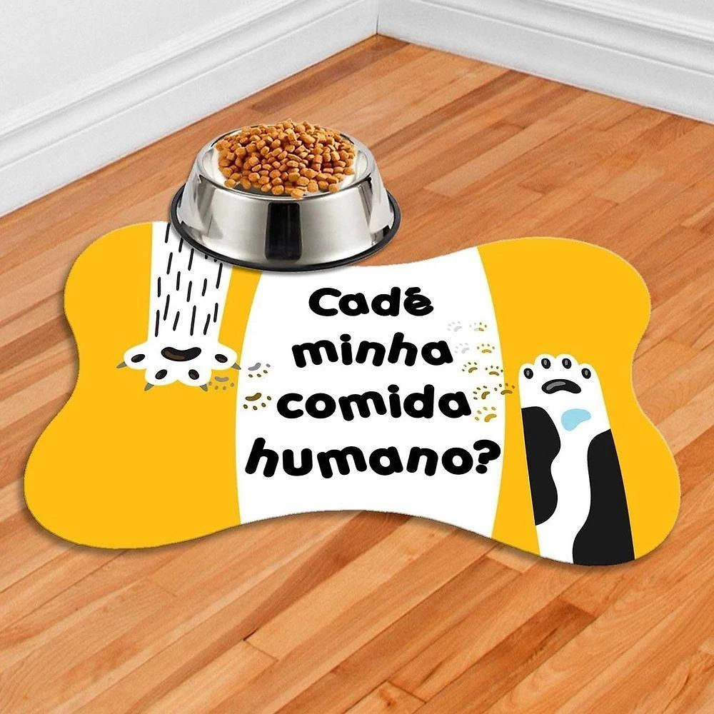 Tapete para Comedouro Pet OEM Pet-10007 para Cães e Gatos Ossinho 38x25 1 Unidade
