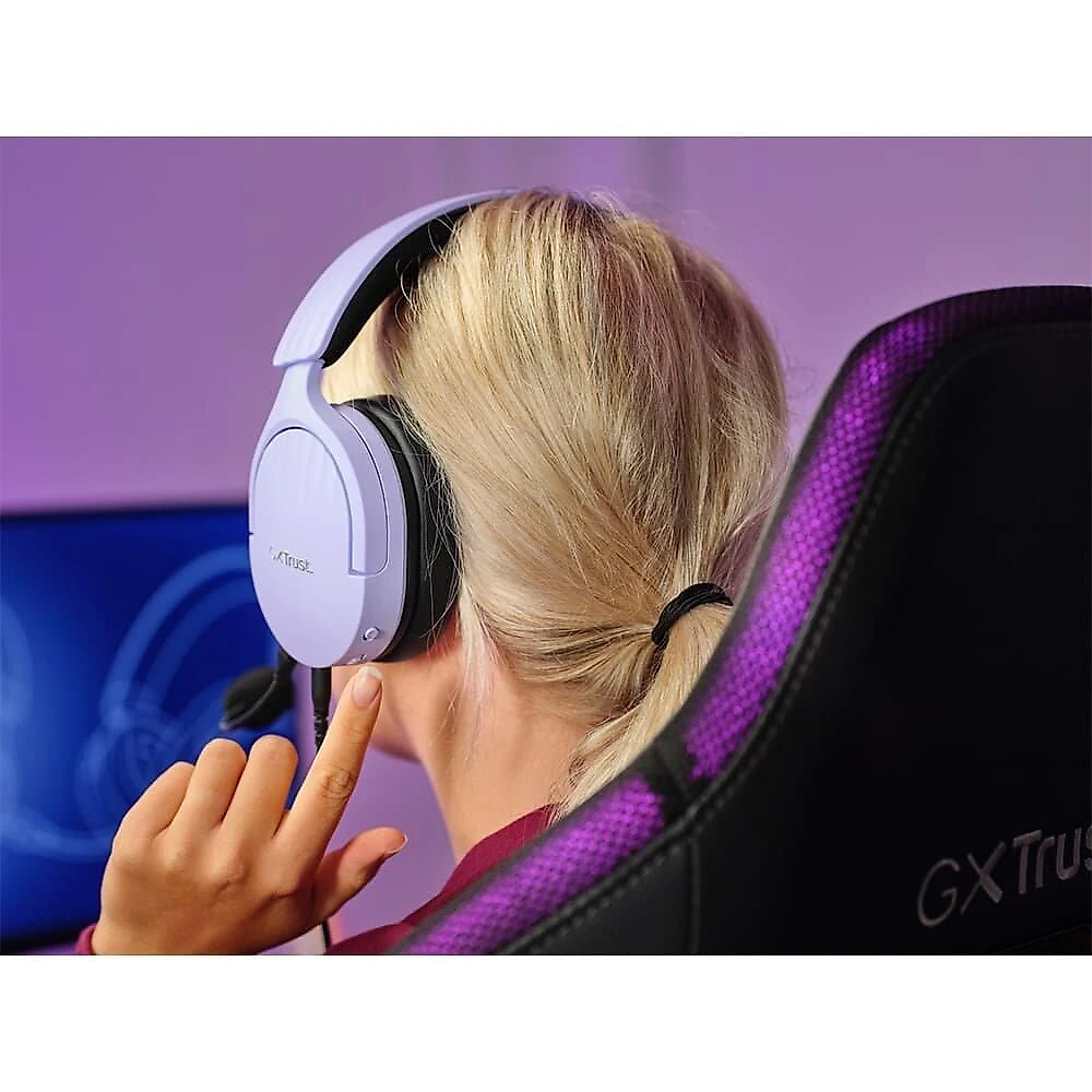 Headset Gamer GXTrust 489P Fayzo, Multiplataforma, P3, Microfone Destacável, Cancelamento de Ruído, Roxo - 25301