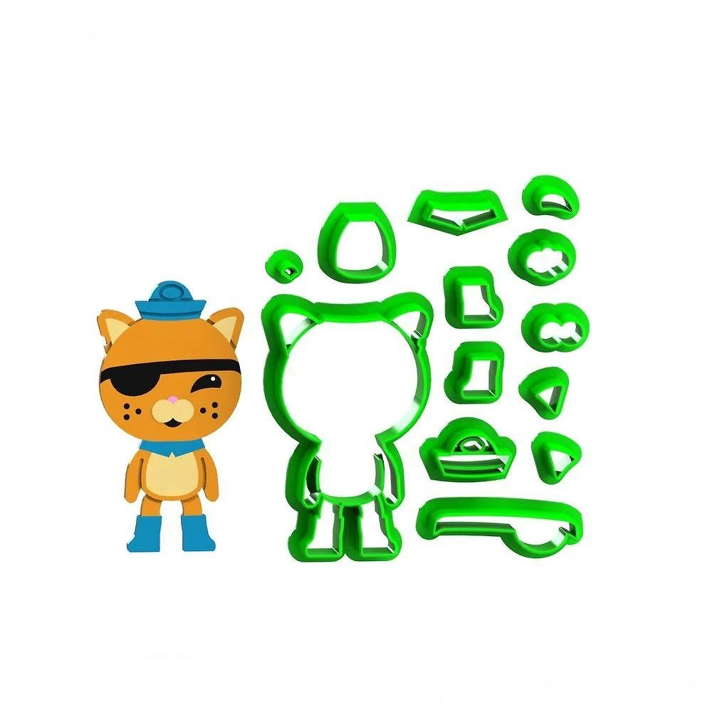 Cortador Tenente Kwazii (Gato) Corpo Modular Plástico PLA Amarelo 5CM HB Formas e Cortadores