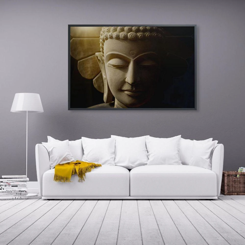 Quadro Buda Face 60x40 Cm Tecido Canvas