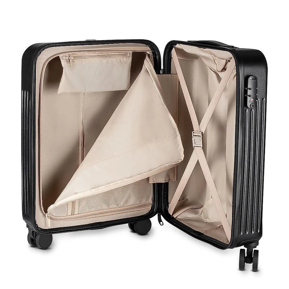 Mala de Bordo 40L ABS com Saida USB Abertura Frontal com Ziper Easy Travel Preta