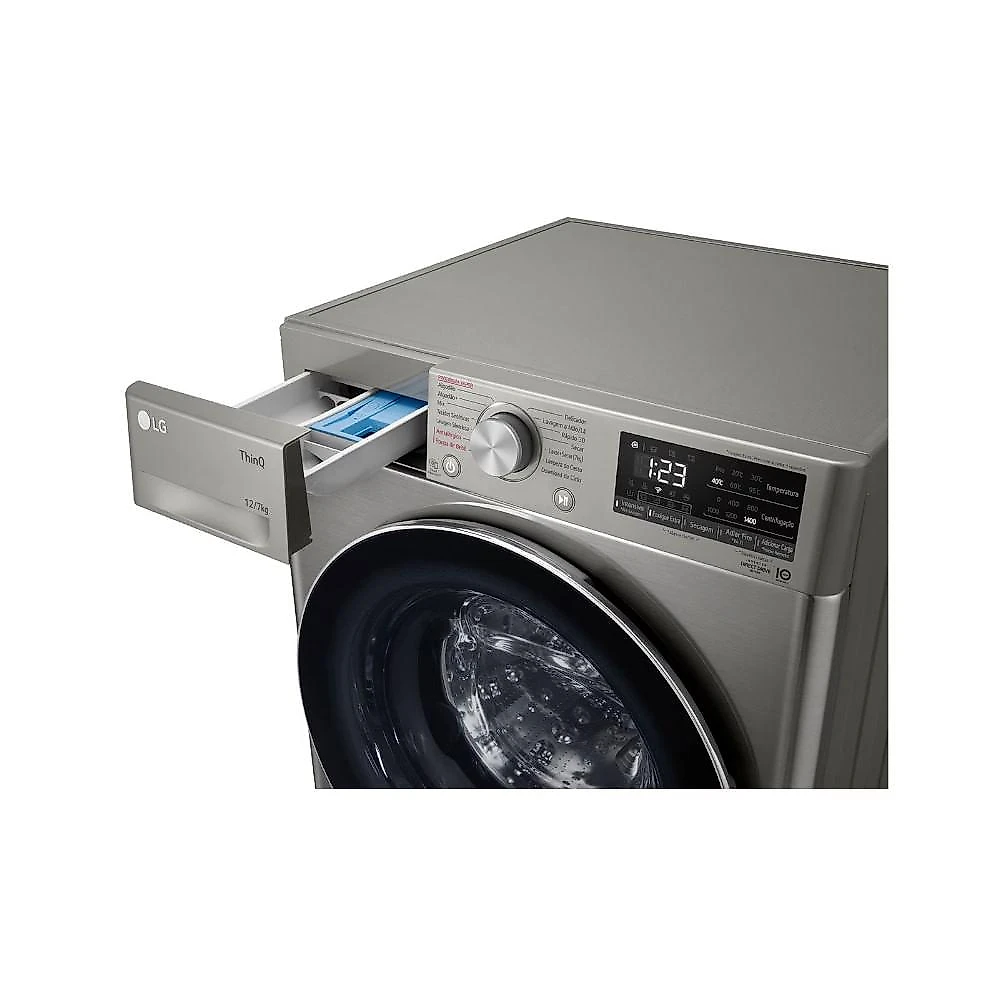 Lava e Seca LG VC4 Smart com Inteligência Artificial 12kg Inox Look CV5012PC4 127V