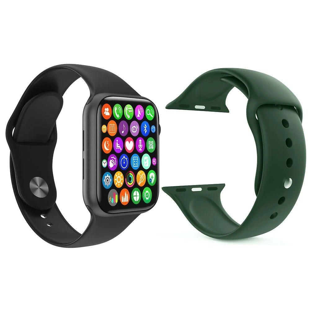 Kit 1 SmartWatch Plus Preto + 1 Pulseira Verde Escuro