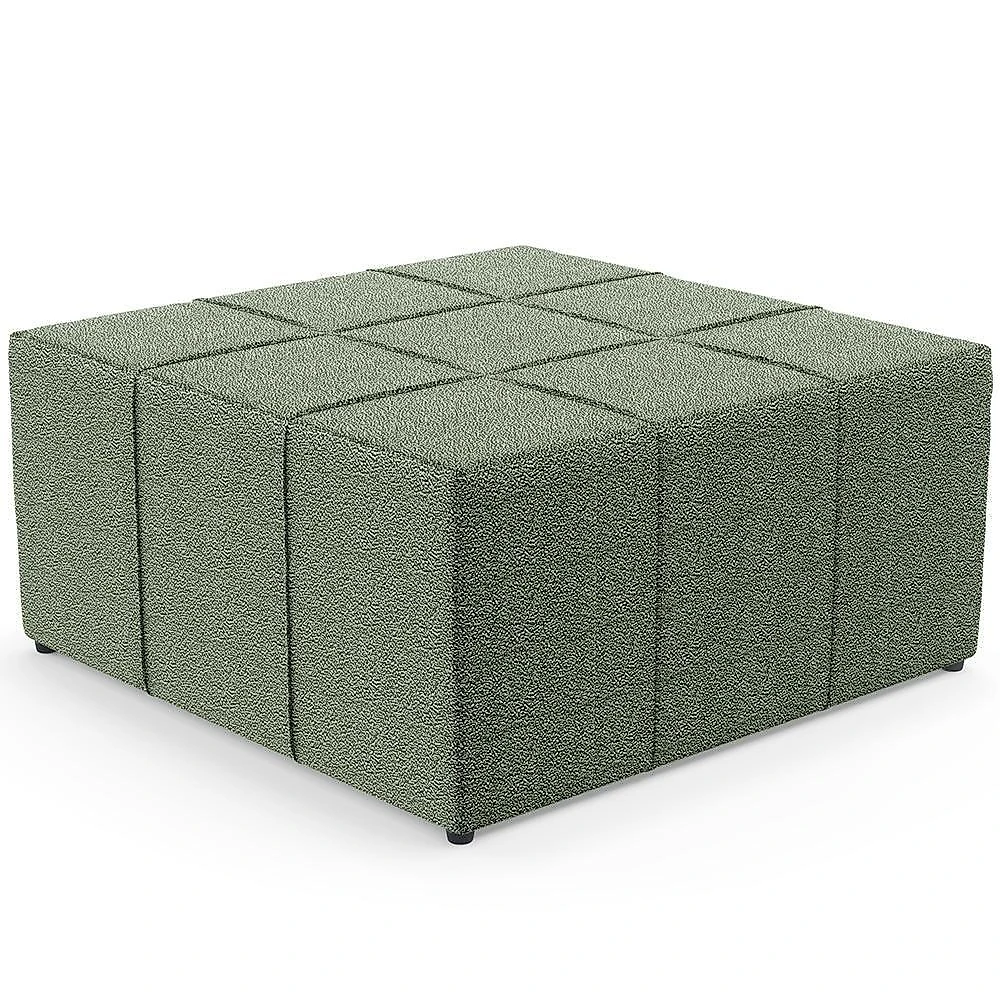 Kit 02 Puffs Decorativo Para Sala De Estar Quadrado Milano 90X90Cm W01 Bouclê Oliva