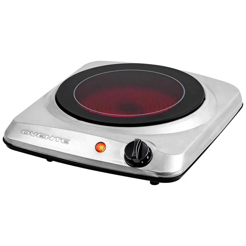 Cooktop Elétrico de Infravermelho Portátil de Vidro Cerâmico com 5 Níveis de Temperatura e Fácil de Limpar, 110V 1000W, OVENTE BGI101S, Prata