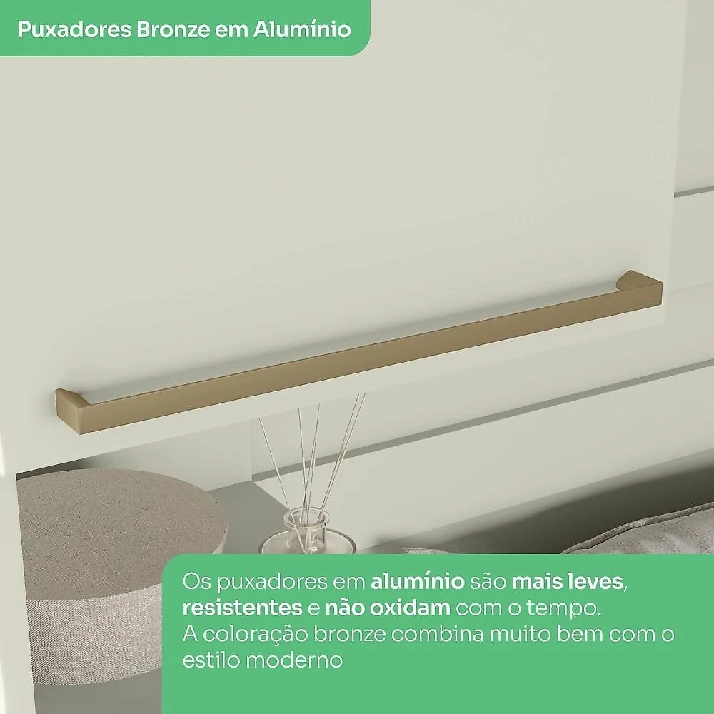 Quarto Modulado Casal Completo 8 Portas 9 Gavetas Canto Reto Seletto Areia HP
