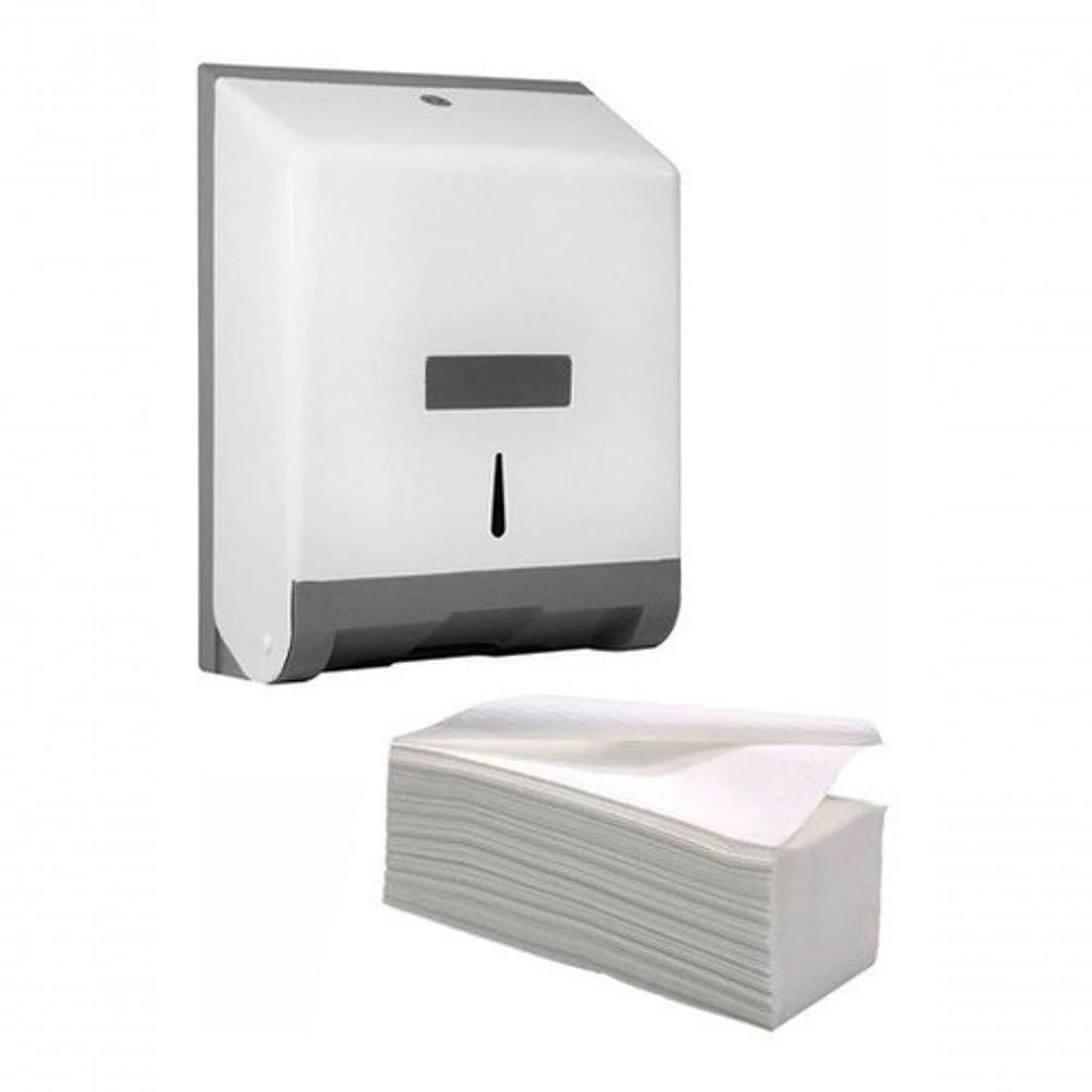 Toalheiro Clássico ABS para Papel Interfolha com 2000 Folhas Plástico ABS Branco Higipack