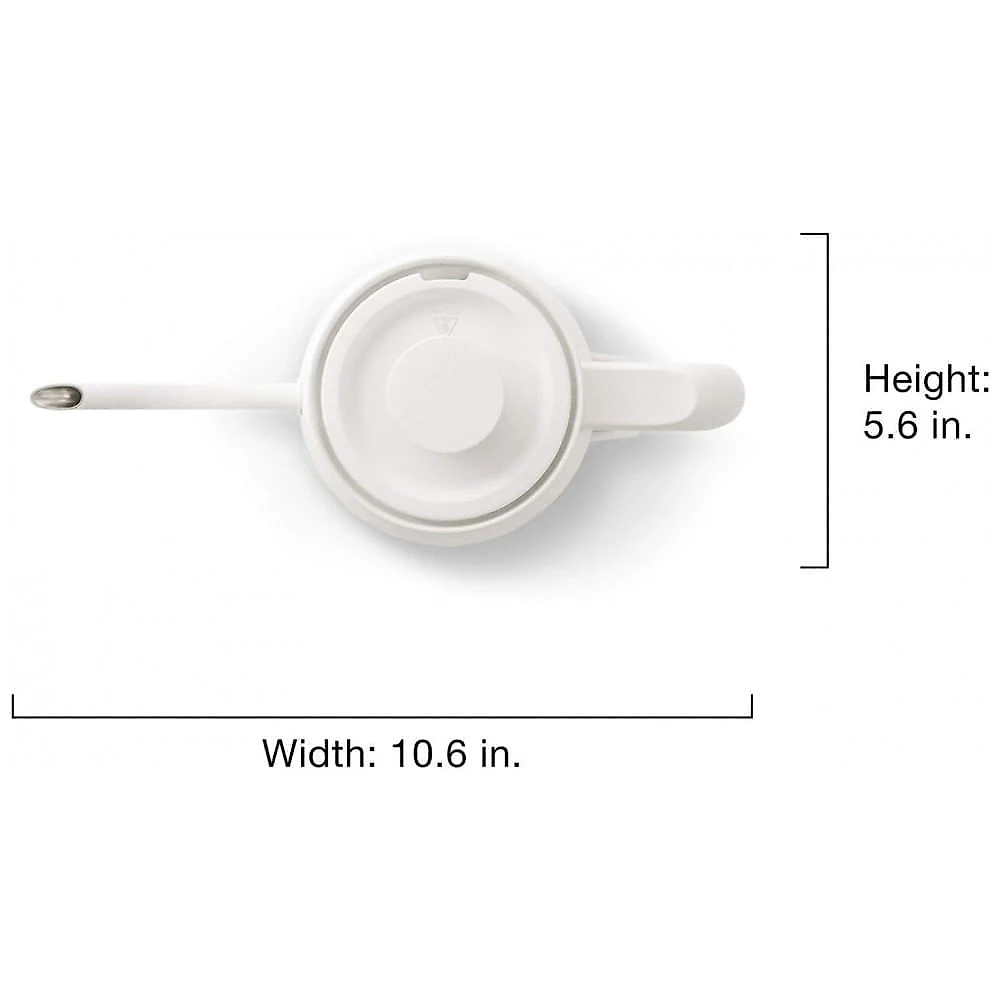BALMUDA The Kettle - Chaleira Elétrica Leve de Aço Inoxidável 0,6L com Indicador Neon - Ideal para Chá e Café - Versão EUA Branca