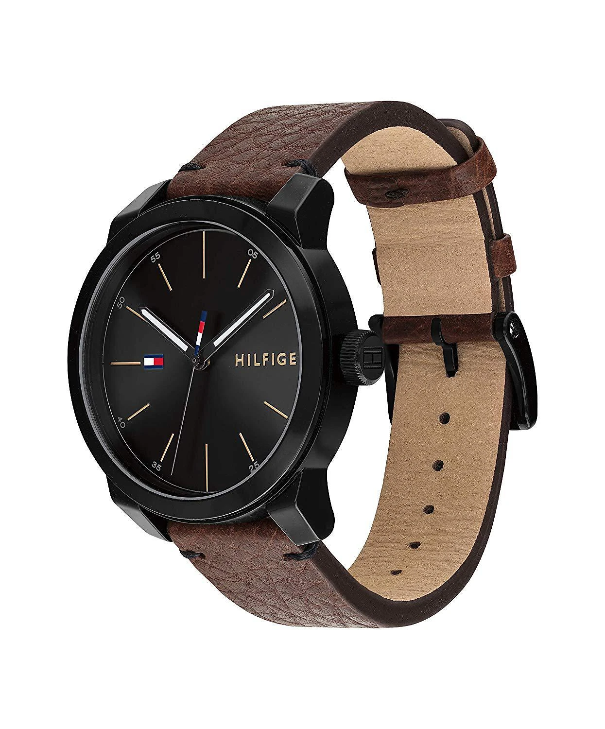Miniatura Relógio Tommy Hilfiger Preto Couro Marrom 1791383