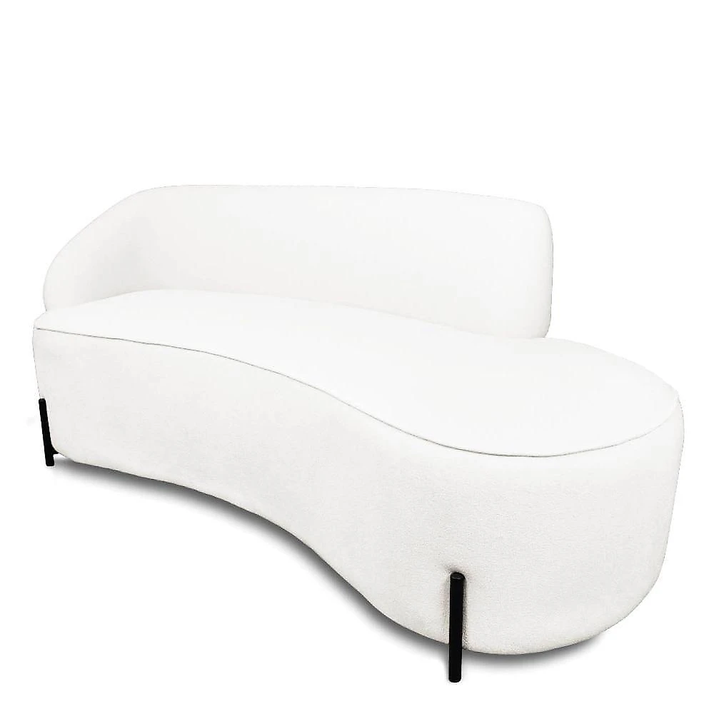 Sofá 3 Lugares Orgânico 180cm Pé Ferro Pto Morgan Bouclê L01 - D'rossi Cor Off White