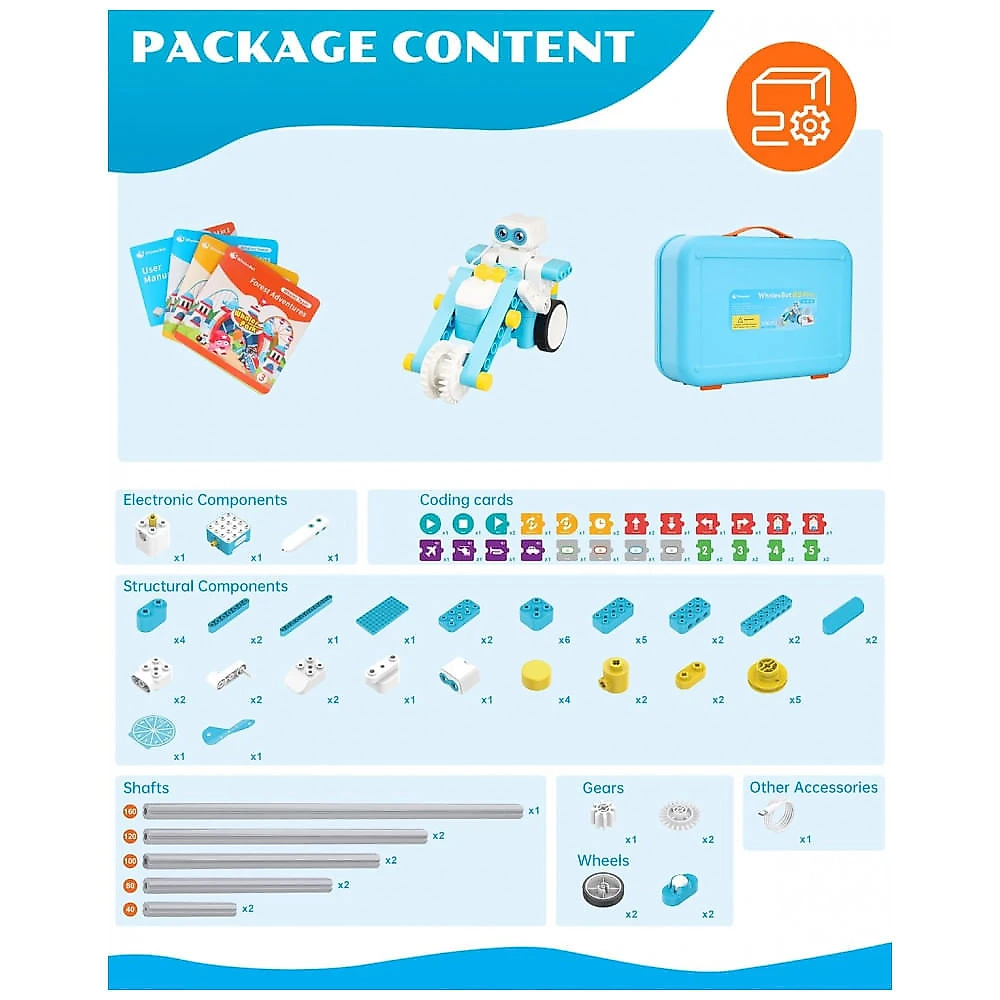 Kit robótico STEM 24 em 1 com Caneta e Cartões de Codificação sem Tela para crianças 4 a 6 Anos, WhalesBot B3