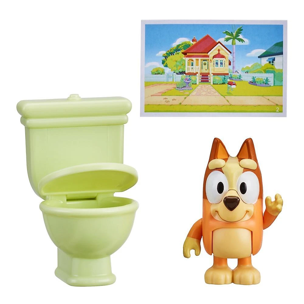 Boneco colecionável 6cm bluey - bingo com privada