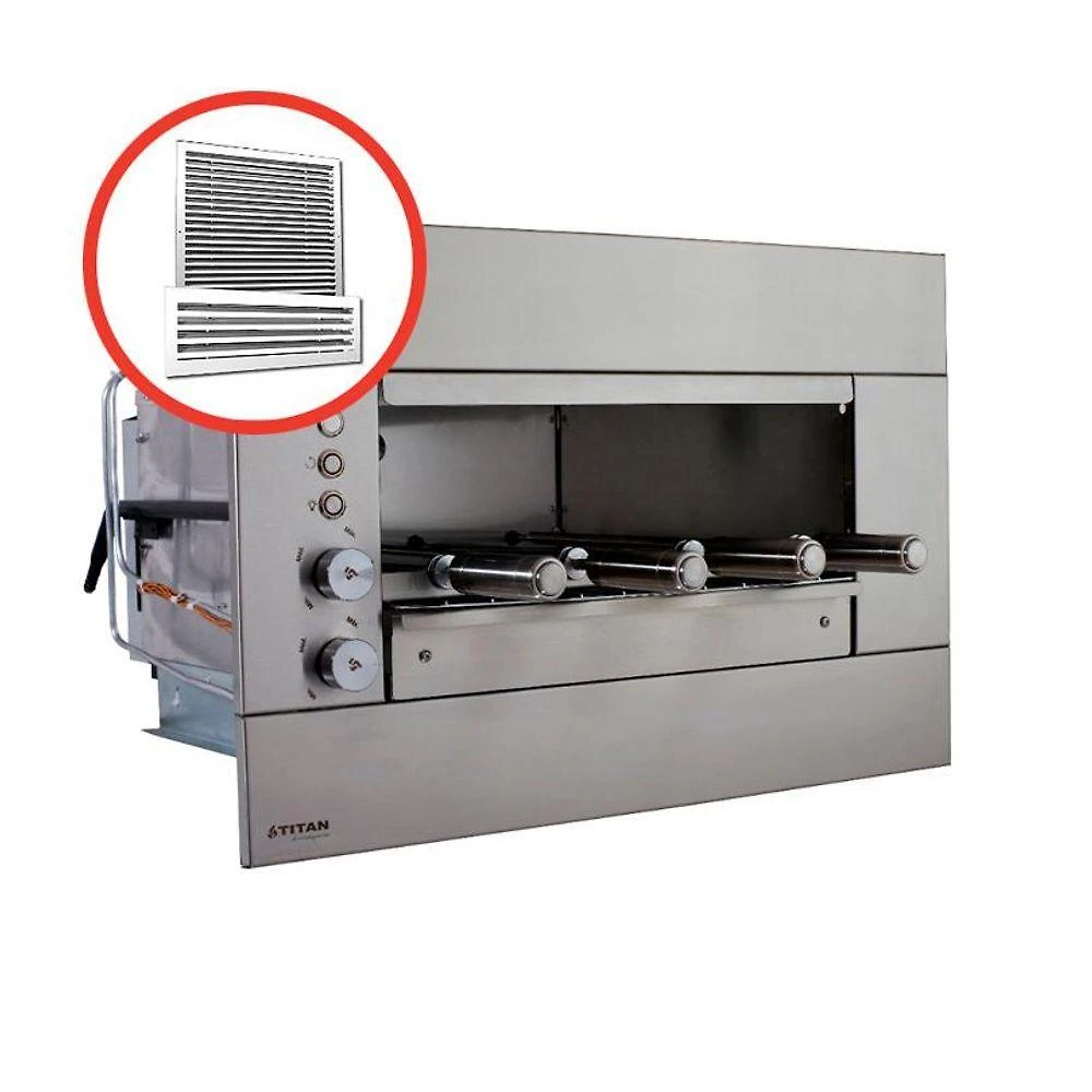 Churrasqueira a Gás de Embutir SUPREMA 04 g 4 Espetos com Kit Ventilação Cinza Titan 70,3CM