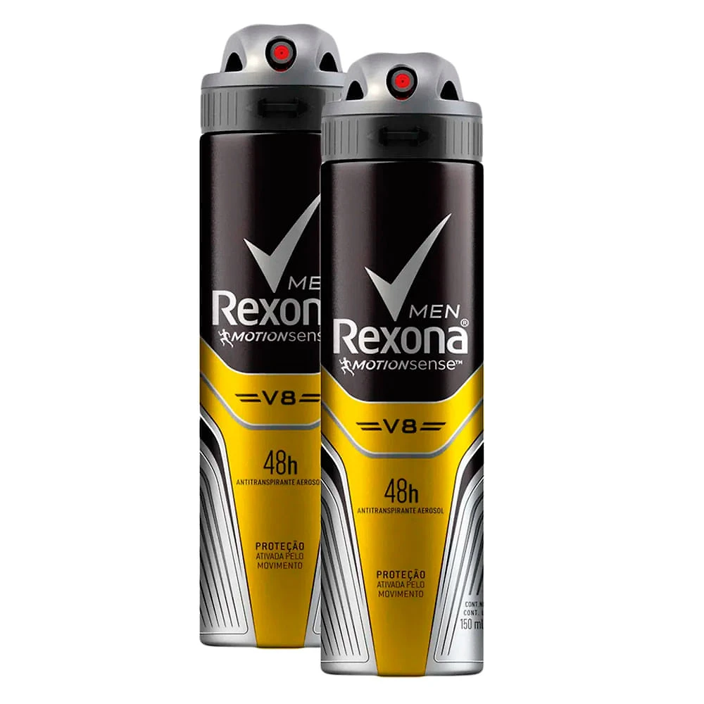 Desodorante Rexona Men V8 Aerosol Antitranspirante 48h 150ml | Kit com duas unidades