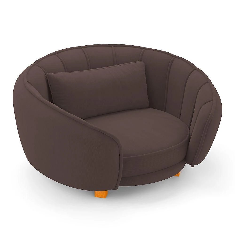 Mini Cama Poltrona Pet Lary Baby Para Cachorro Veludo Marrom - Desk Design