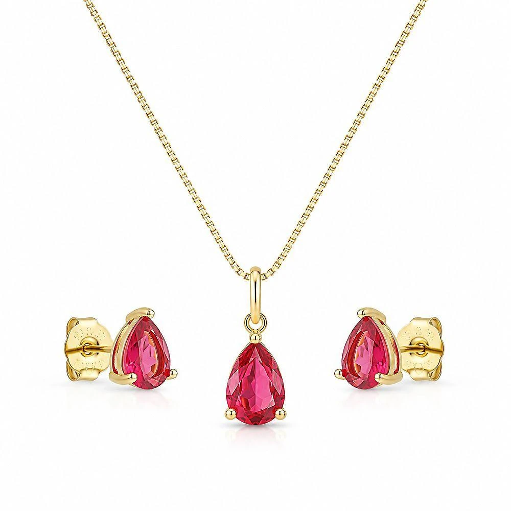 Conjunto Colar e Brincos Atraktiva Jóias Zircônio Gota Ouro 18k Dourado