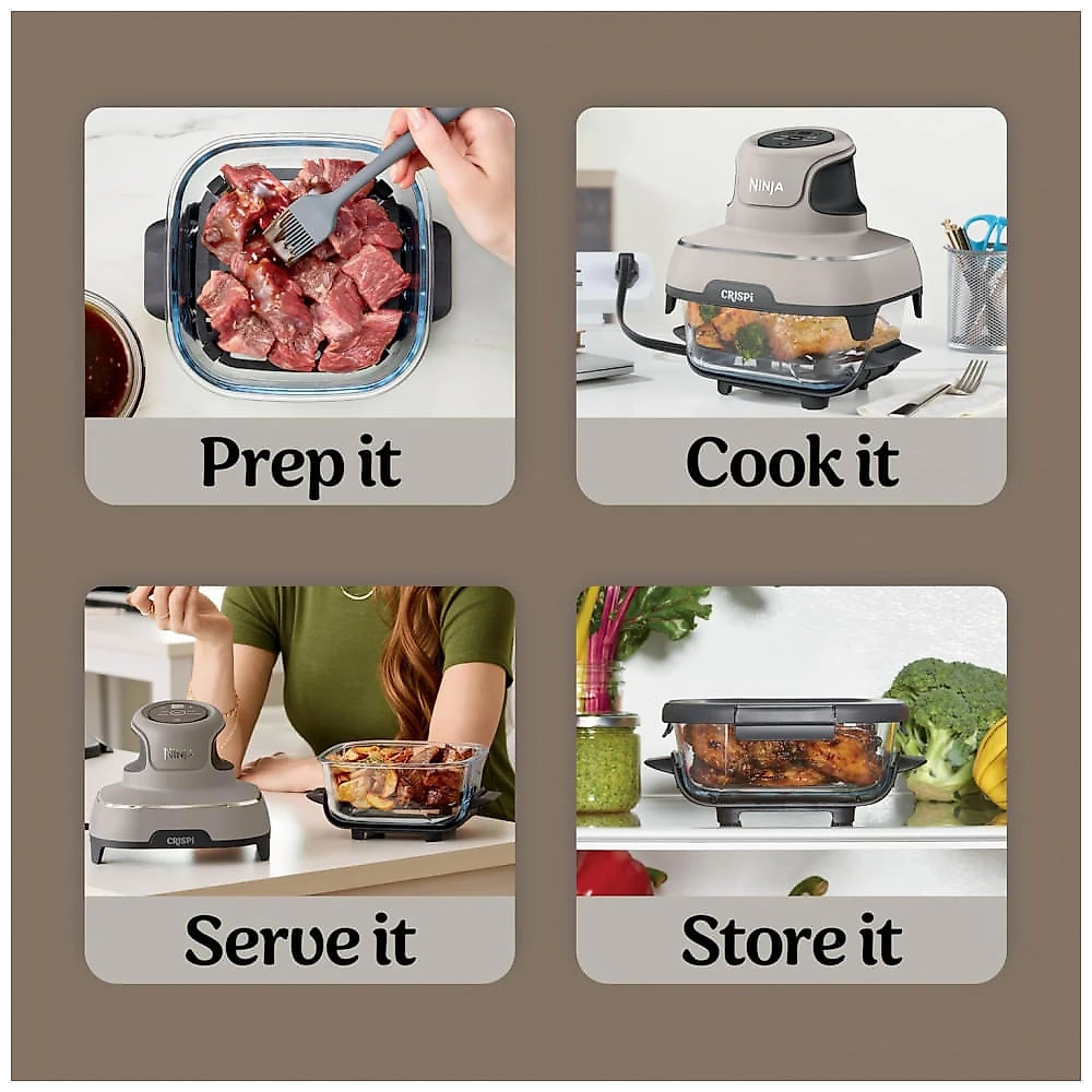 Ninja Crispi Air Fryer Fritadeira, Capacidade de 3,78 litros, 6 Copos com Tampas, Cozinha sem Óleo, Cozinha, Assa, Aquece