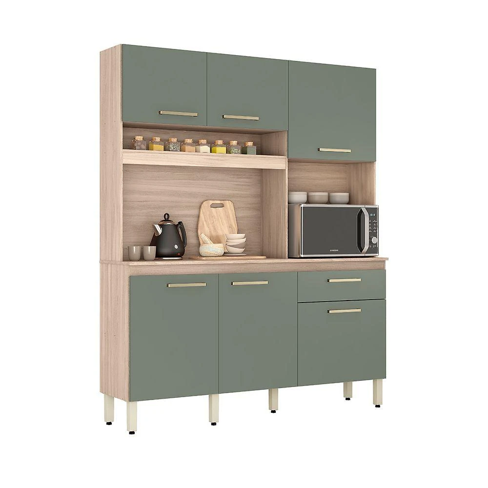 Cozinha Compacta Maya 6 Portas 1 Prateleira MDP 198CM Cinza