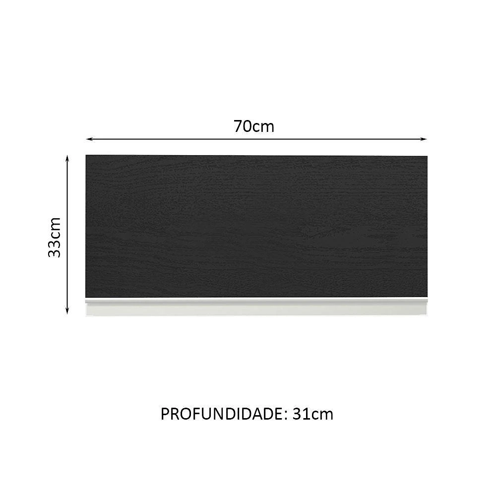 Armário de cozinha aéreo 70 cm 1 porta basculante branco/preto glamy madesa