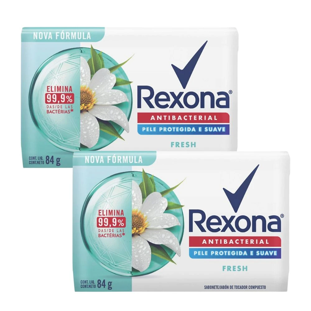 Kit 2 Sabonete em Barra Rexona Antibacterial Fresh com 84g