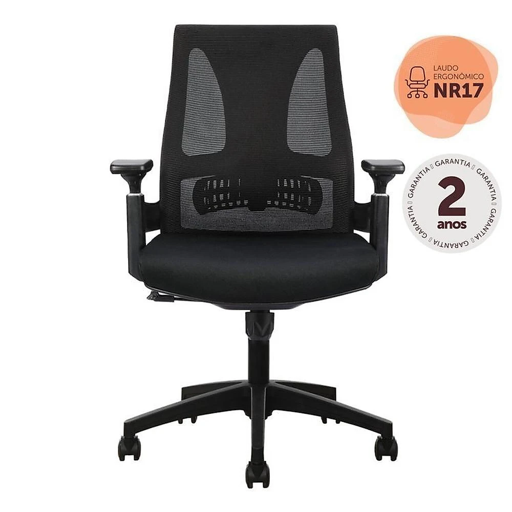 Kit com 4 Cadeiras Office Diretor Toledo com Braços 3D NR17 Kit com 4 Cadeiras Office Diretor Toledo com Braços 3d Office Nr17 Preto