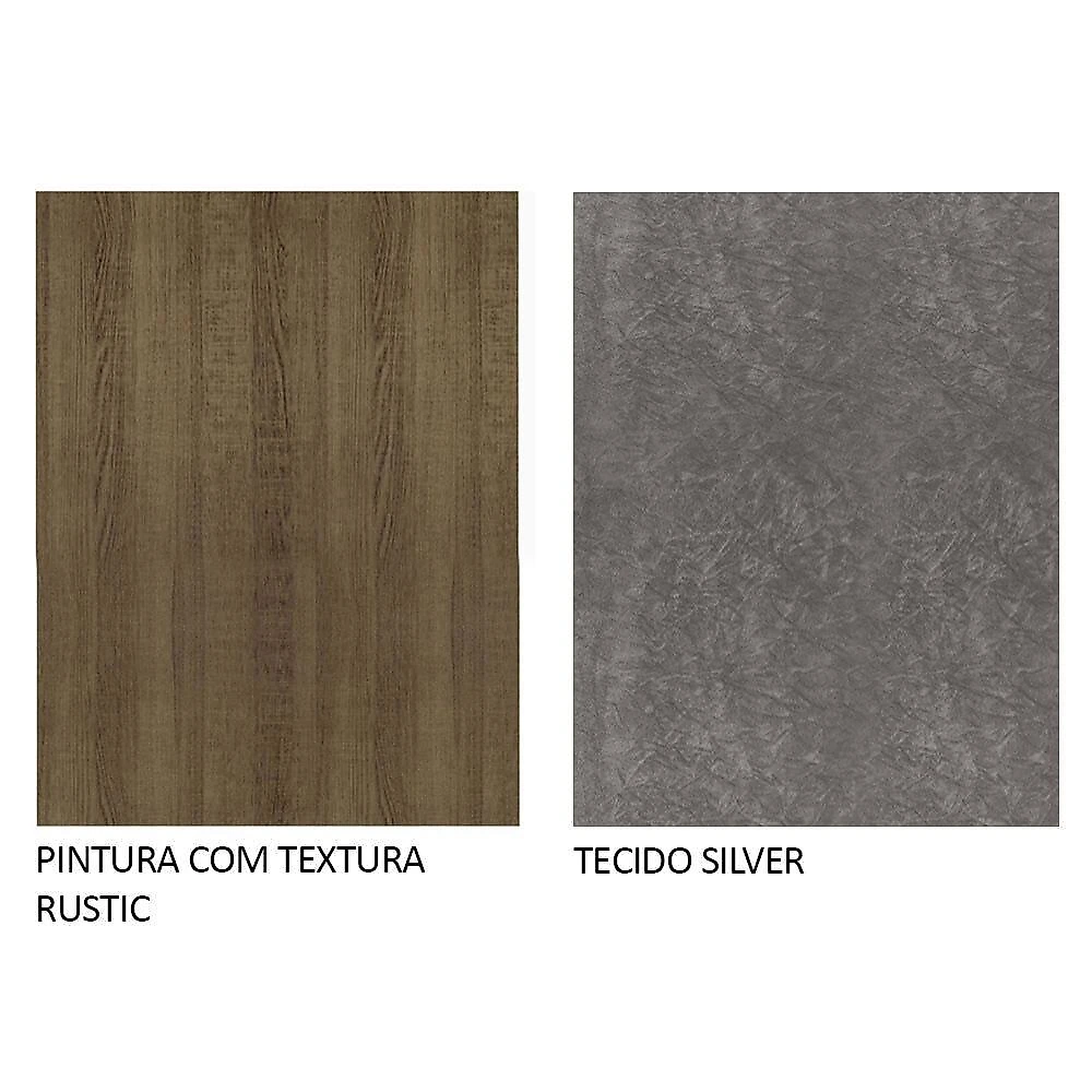 Conjunto sala de jantar mesa tampo de vidro 4 cadeiras rustic/silver celina madesa