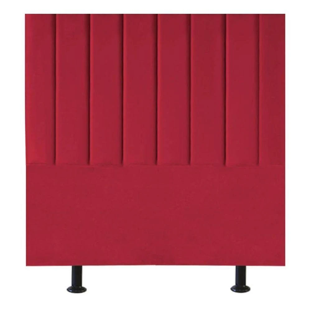 Cabeceira Estofada Cama Box Solteiro 90 Cm Paolla Suede vermelho