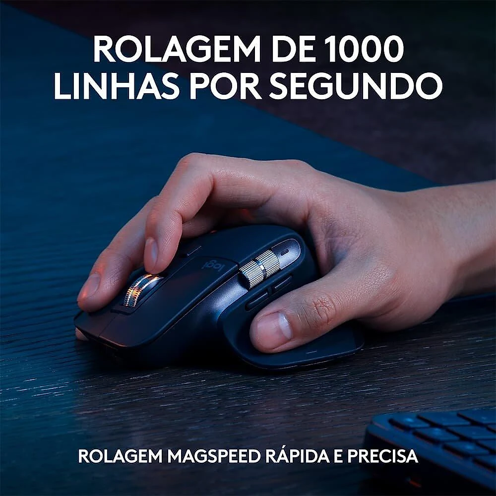 Kit Teclado e Mouse Sem Fio MX Keys S, Bluetooth ou Receptor Logi Bolt, com Apoio para as Mãos, Grafite - 920-011605