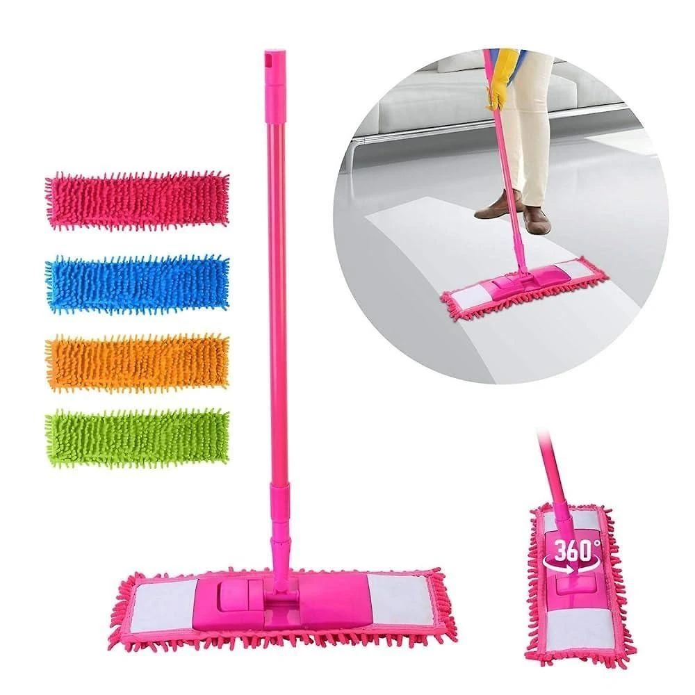 Mop Esfregão Absorvente Microfibra Tira Pó Limpeza De Pisos Cabo Retrátil