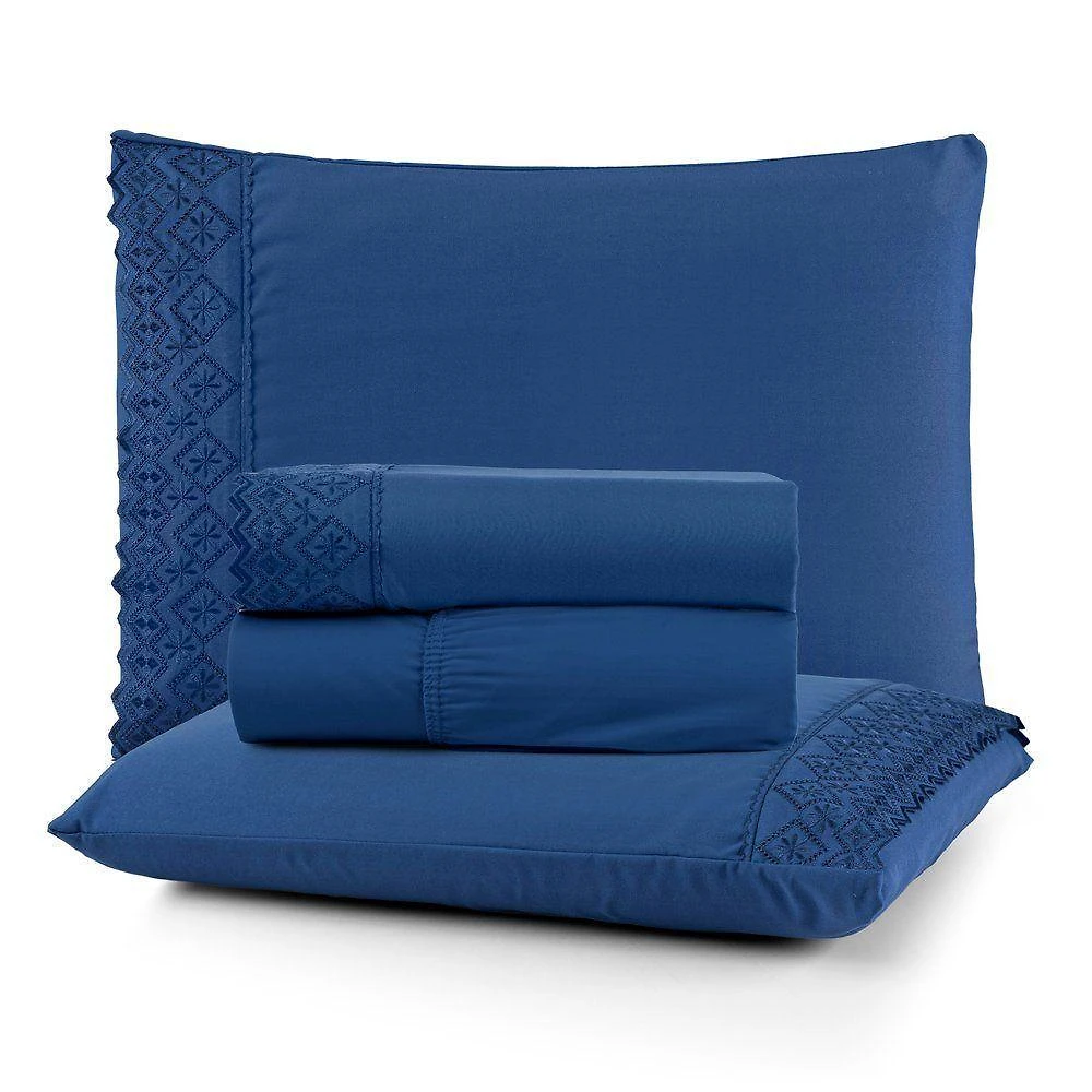 Jogo De Cama Nobless Queen 04 Peças 100% Poliéster - Azul Galaxia