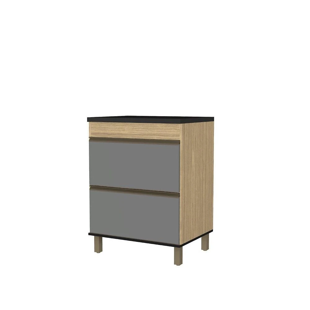 Balcão Modulado com Gaveta e Porta 70cm Confort 100%MDF Amêndoa/Acqua