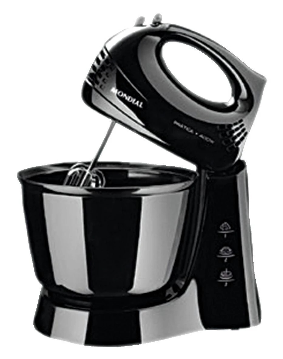Batedeira de Mesa Mondial Pratica B44B 400W 3 Velocidades Preta 220V
