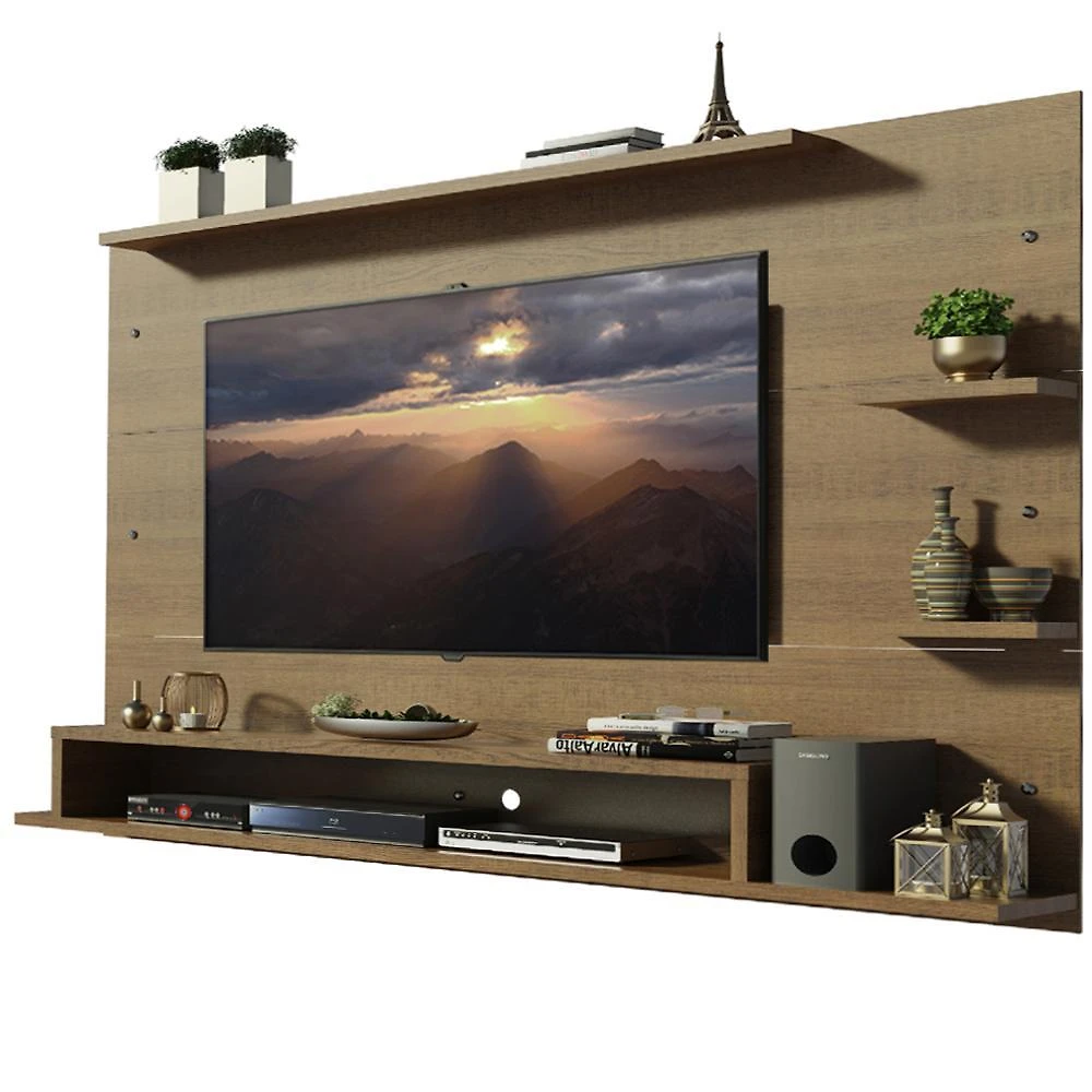 Painel para tv até 60 polegadas madesa alfa com prateleiras e nichos - rustic