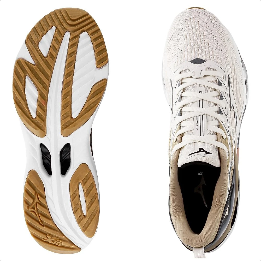 Tênis Mizuno Wave Stratos 3 Masculino + 3 Pares de Meias Bege / Cinza - 36