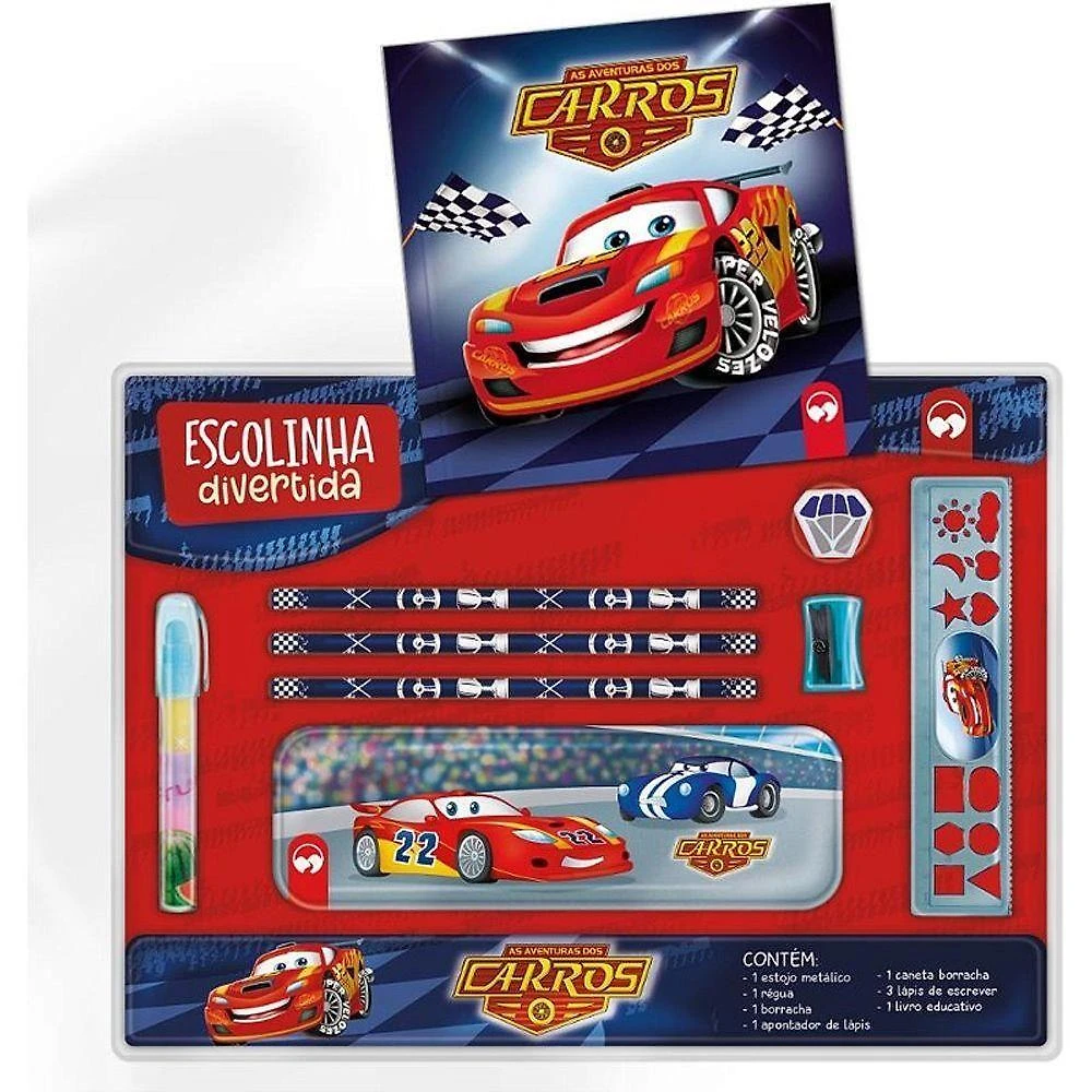 Livro de Atividades Kit Escolinha Carros com Estojo Metálico Editora Vale das Letras