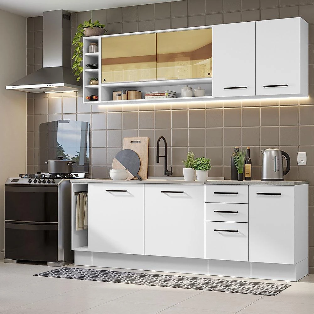 Armário de cozinha completa 220cm branco agata da thêmis madesa