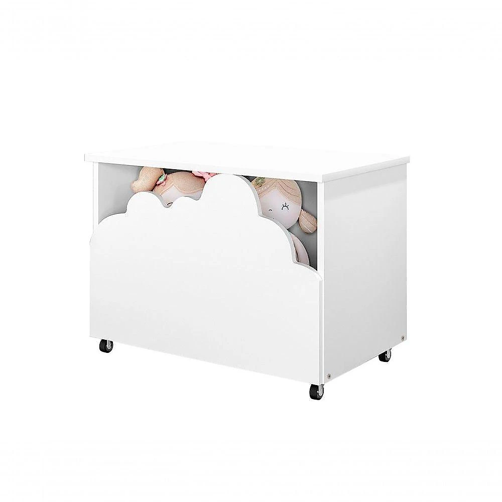 Baú de Brinquedos Nuvem Alegria em MDF com 2 Luminárias Branco Divaloto Móveis