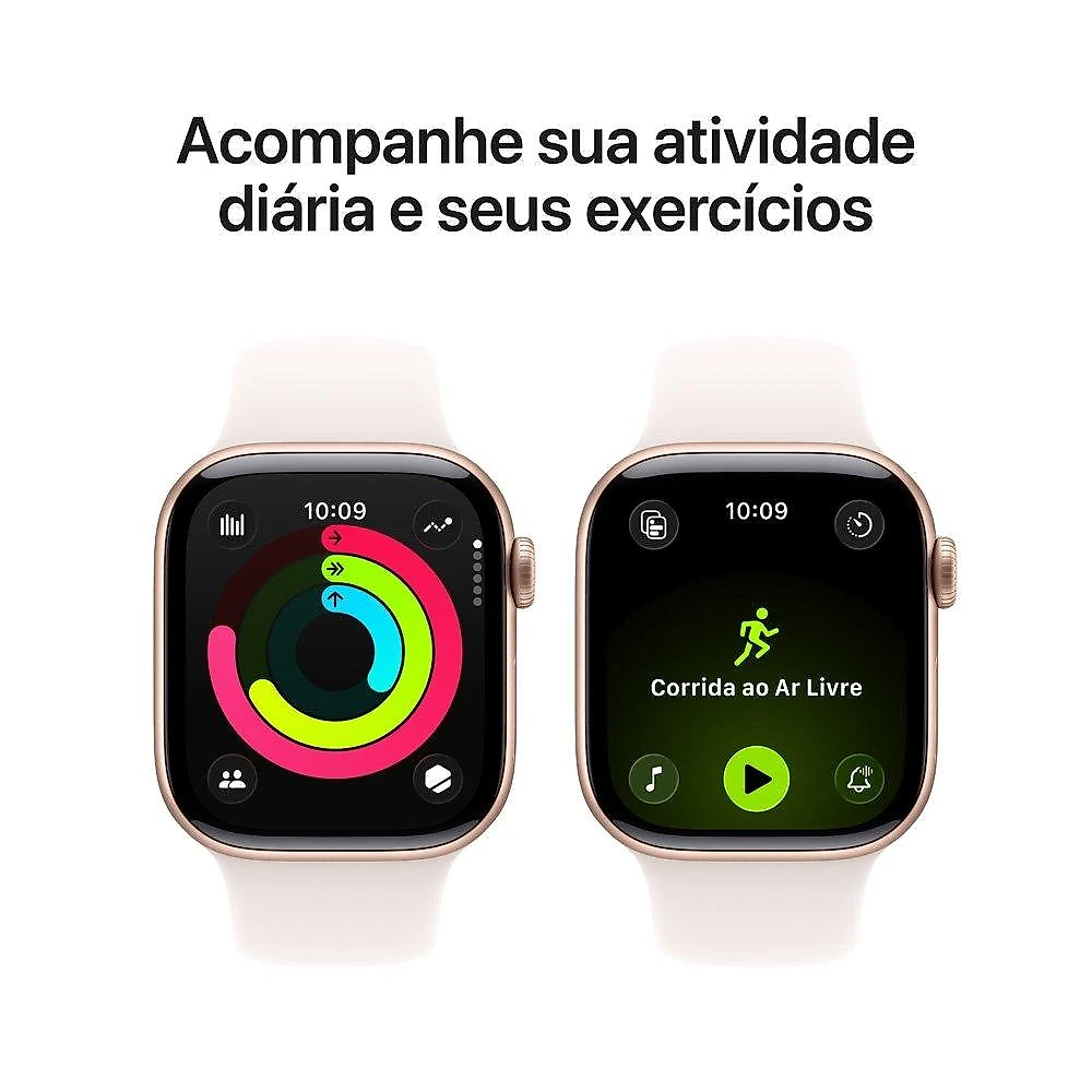 Apple Watch Series 11 GPS, Caixa Cor de Ouro Rosa de Alumínio de 42 mm, Pulseira esportiva blush-clara, Tamanho P/M - MEU04AM/A