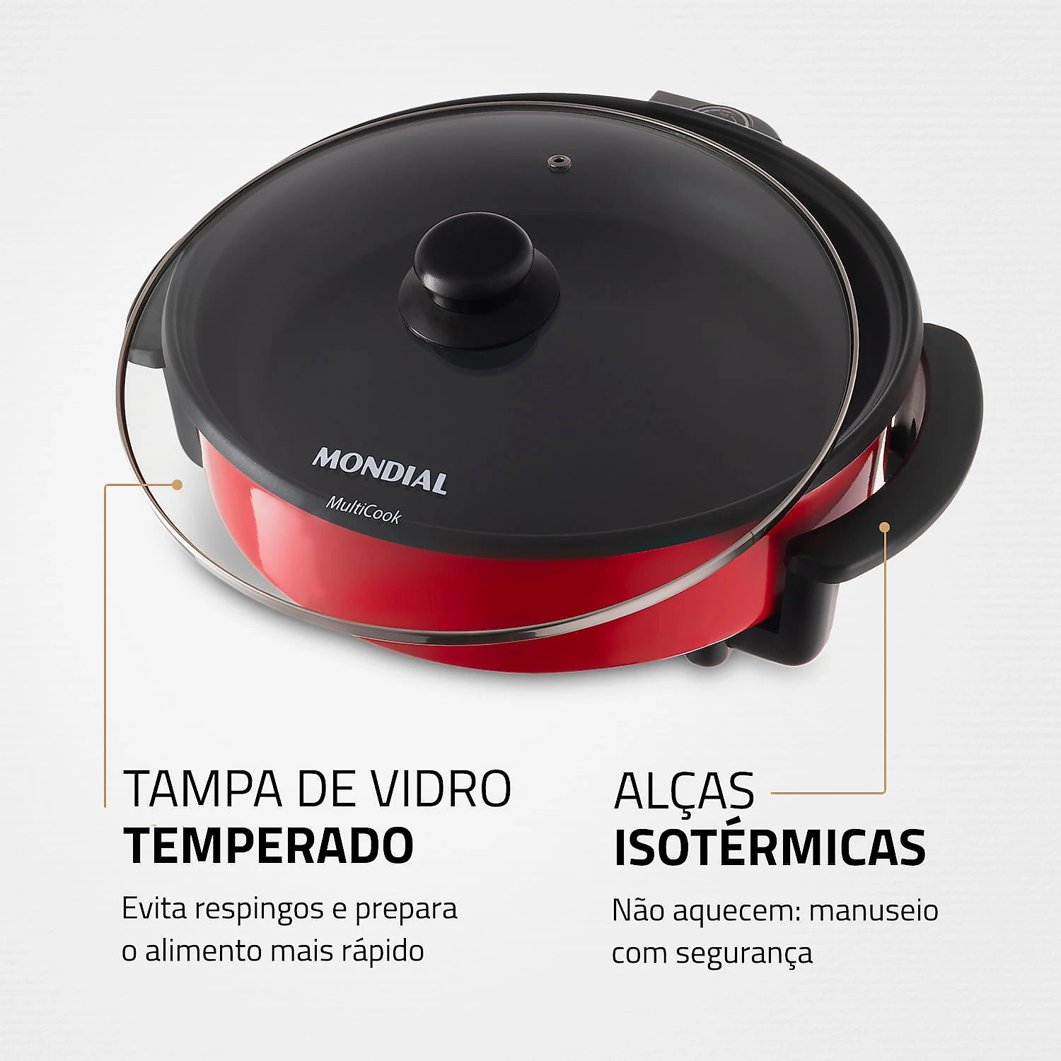 Panela Elétrica Mondial Multicook Red PE-28 PANELA ELETRICA GRILL-127V-VERMELHO