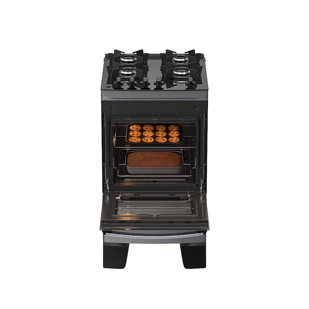 Fogão de Piso 4 Bocas a Gás Atlas Agile Up Mesa de Vidro Acendimento Automático Titânio Bivolt