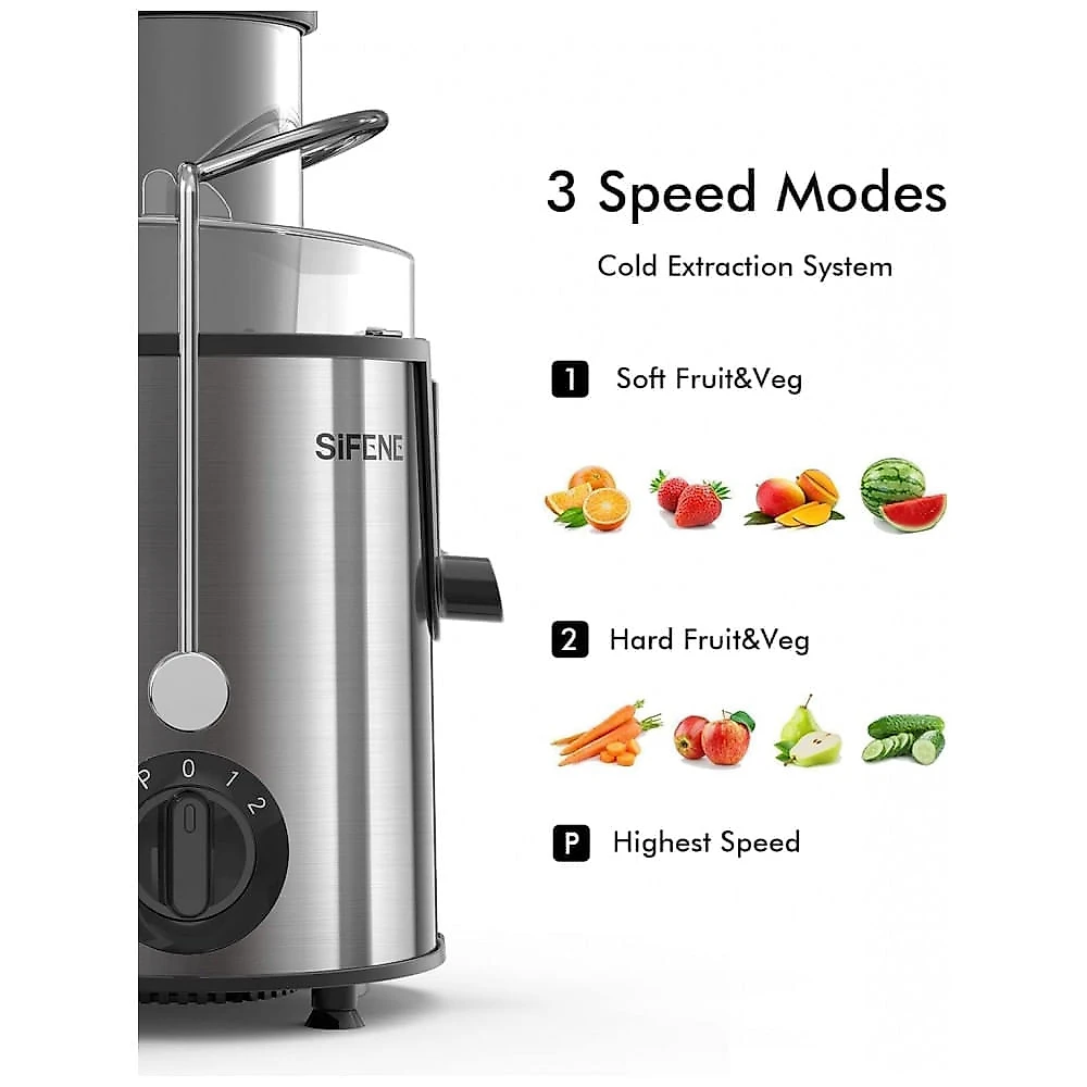 Centrífuga de Frutas e Vegetais Fácil de Limpar, em Aço Inoxidável, 110V 400W, SiFENE, Prata