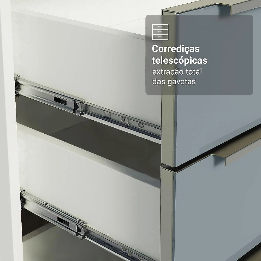 Armário de Cozinha Completa 310 cm  Lux Madesa 03 Branco/Cinza
