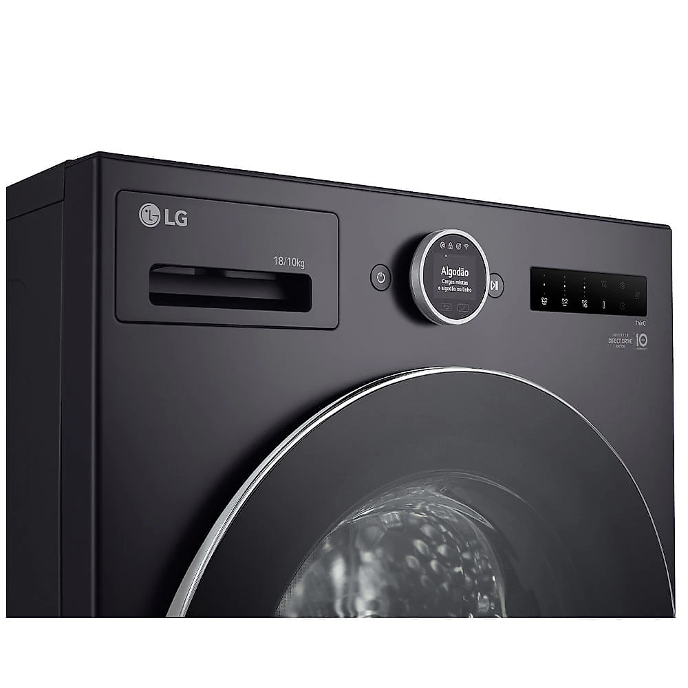 Lava e Seca Smart LG 18kg Black Inox com AI DD™ 2.0 - WD18GNTS6B 110
