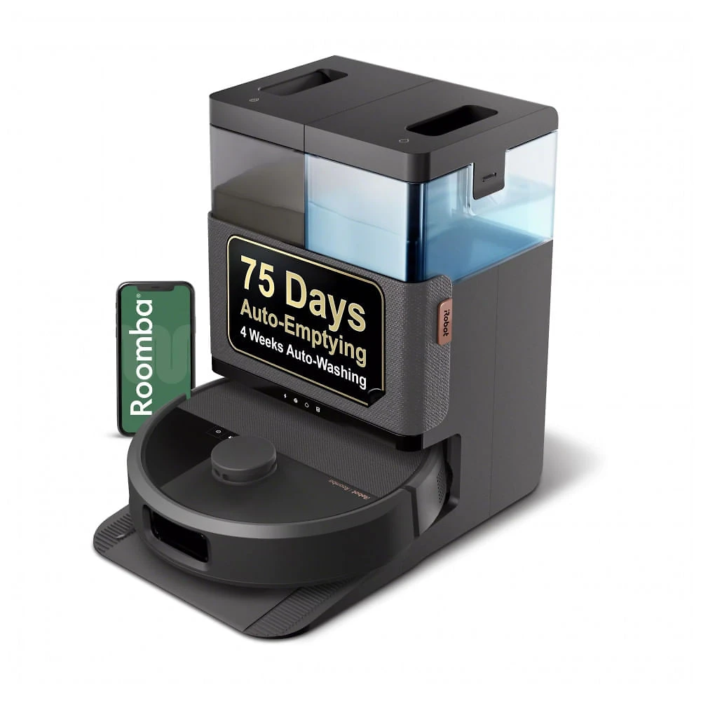 Robô Aspirador iRobot Roomba Plus 505X Combo Aspiração e Esfregão AutoWash Dock LiDAR Preto