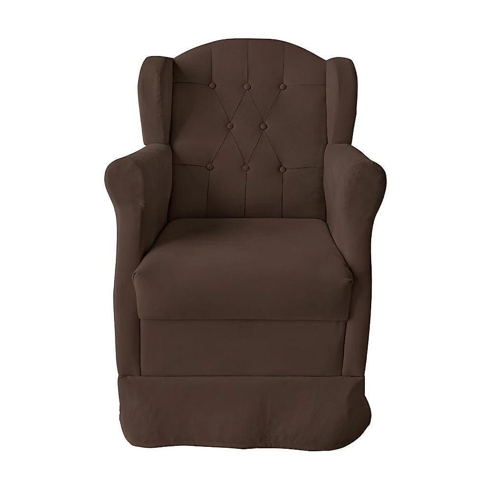 Poltrona Amamentação Com Balanço E Puff Luxo Suede Manuela Marrom